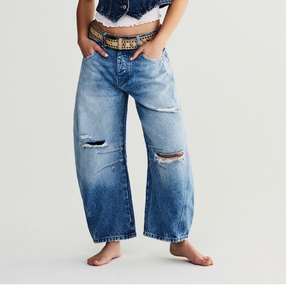 NWT Free People Goodluck Barrel Jeans - Picture 1 of 10